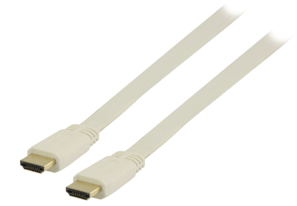 High-Speed 2m HDMI-Flachkabel mit Ethernet, vergoldet [Weiß]